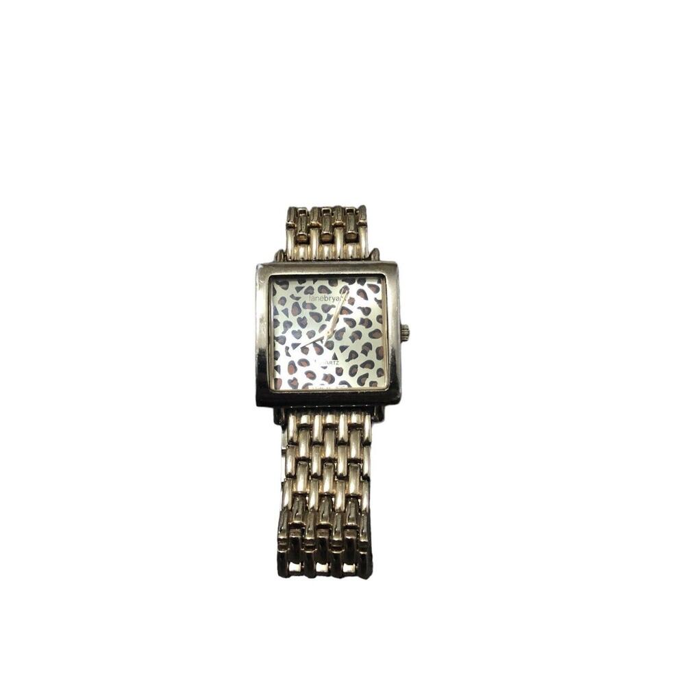 Lane Bryant Gold Tone Leopard Print Square Face Watch